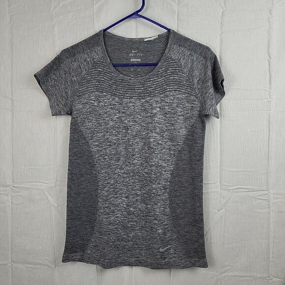 Nike Tops - Nike‎ Womens Dri Fit Gray Short Sleeve Round Neck Pullover Activewear Top Sz M
